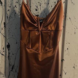 Copper Satin Slip Dress